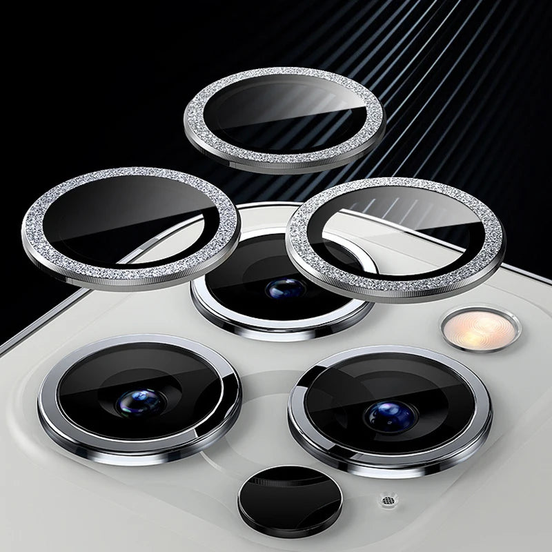 Luxury iphone Metal Ring Camera Lens Protector Glass